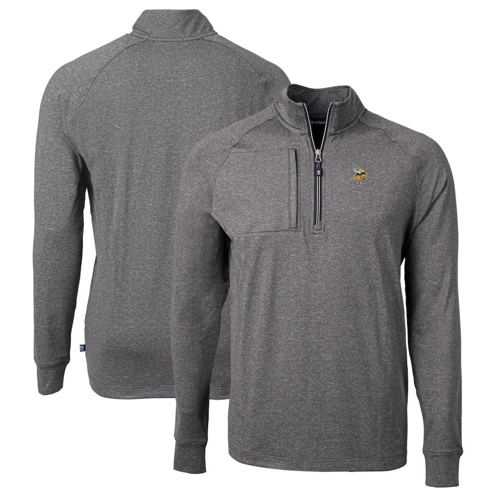 Cutter & Buck Big & Tall Adapt Eco Knit Quarter-Zip Pullover Top - Minnesota Vikings