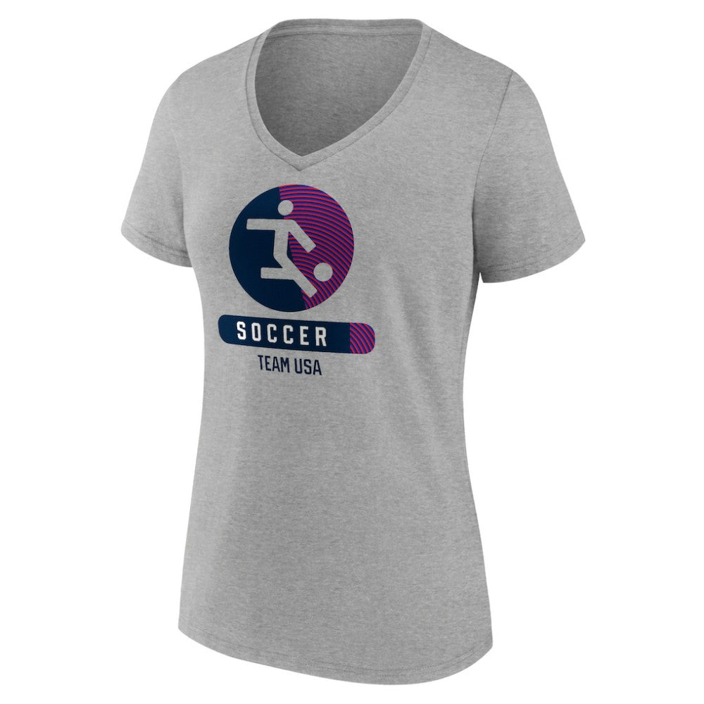 US Soccer Women's Radiating Victory V-Neck T-Shirt -  Heather Gray