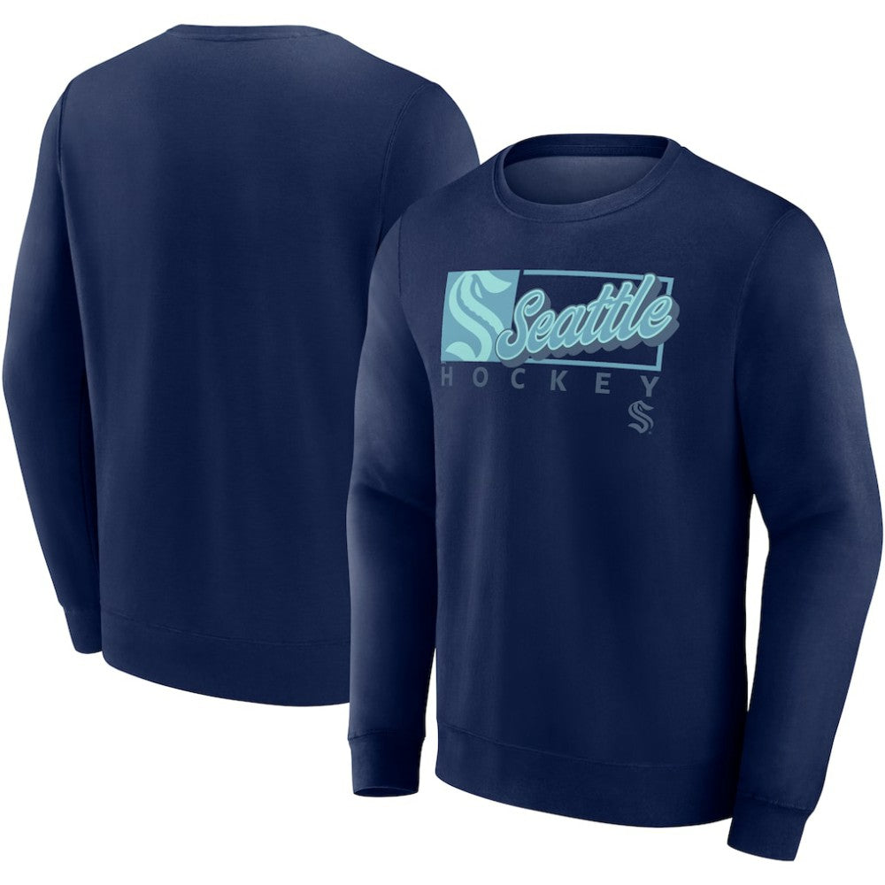 NHL Deep Sea Blue Seattle Kraken Fanatics Focus Fleece Pullover Sweatshirt