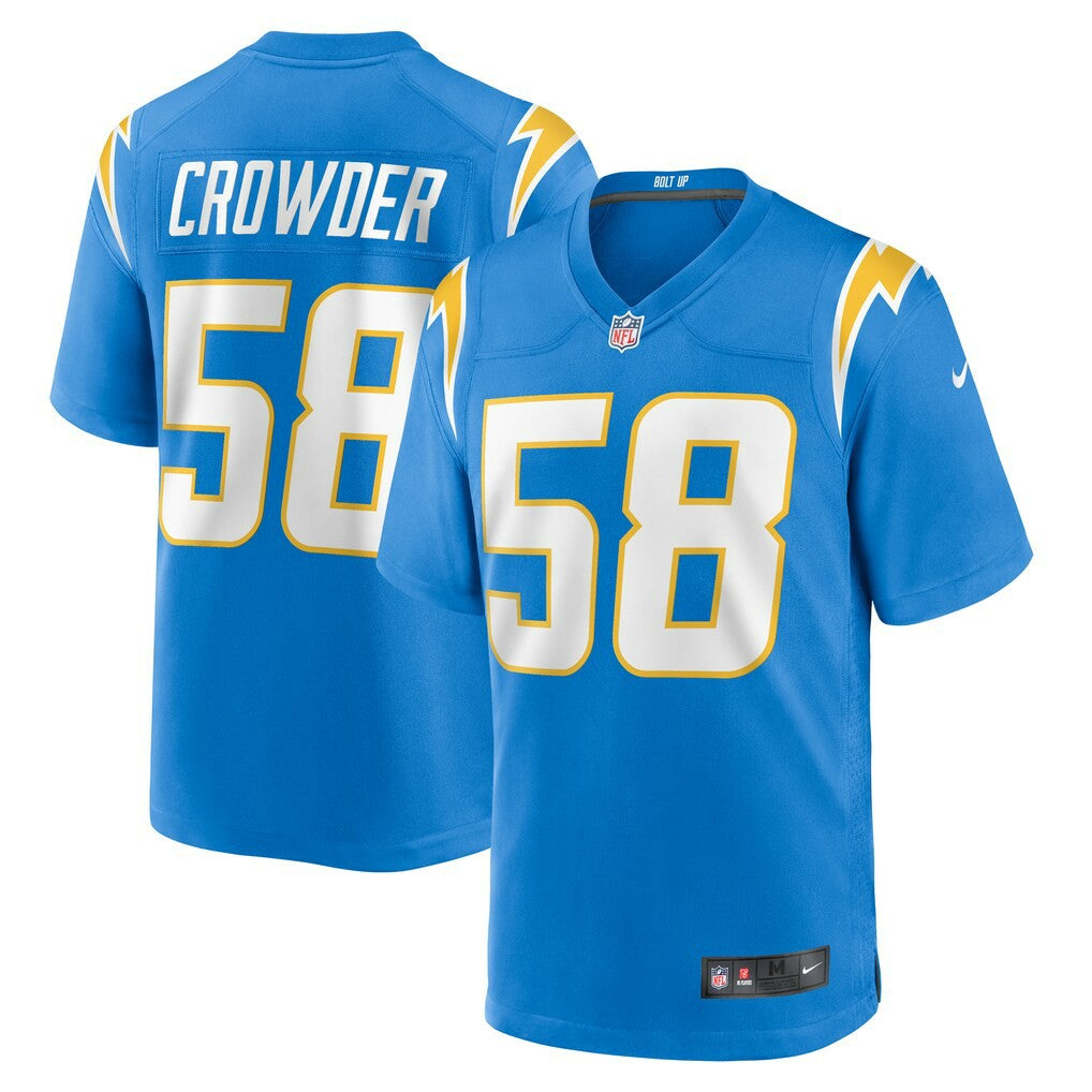 Tae Crowder  Team Game Jersey - Los Angeles Chargers