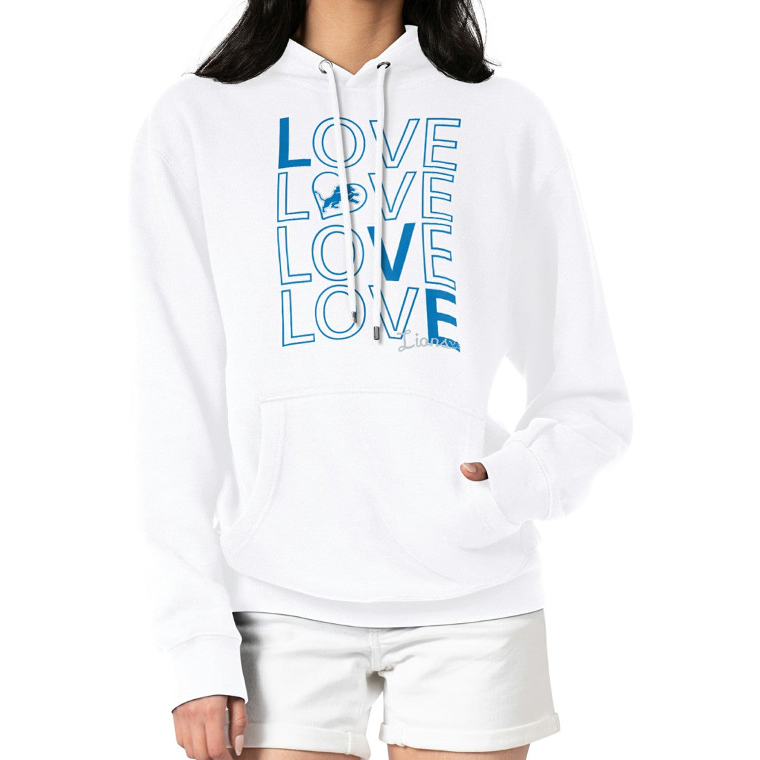 G-III 4Her by Carl Banks Women's Love Graphic Pullover Hoodie - Detroit Lions