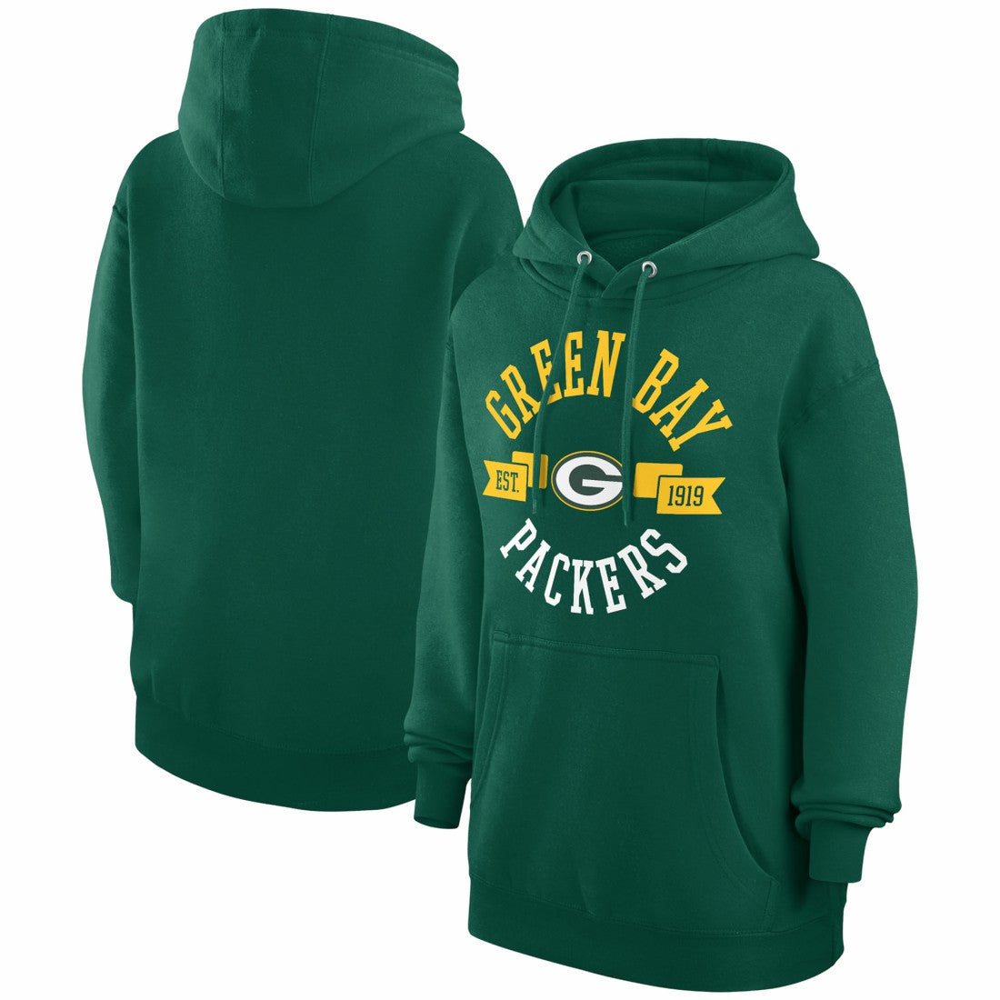 G-III 4Her by Carl Banks Women's City Graphic Team Fleece Pullover Hoodie - Green Bay Packers