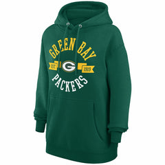 G-III 4Her by Carl Banks Women's City Graphic Team Fleece Pullover Hoodie - Green Bay Packers