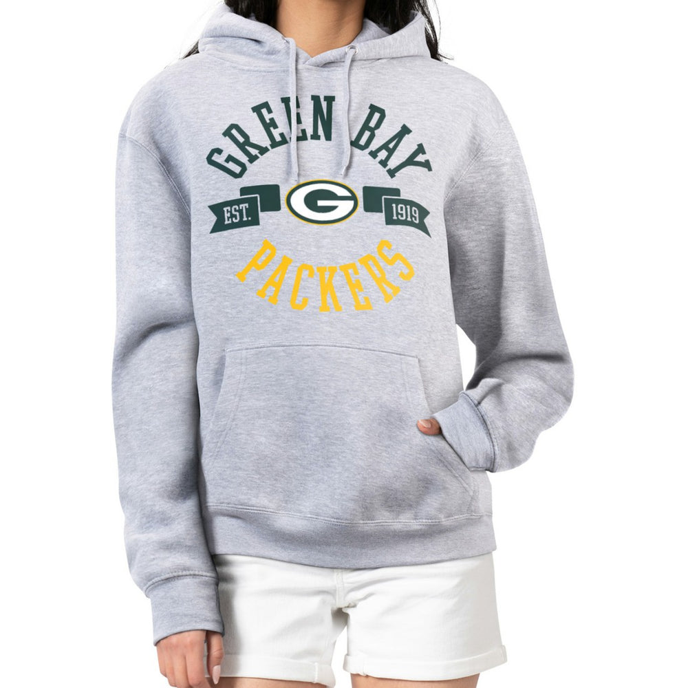 G-III 4Her by Carl Banks Women's City Graphic Team Fleece Pullover Hoodie - Green Bay Packers