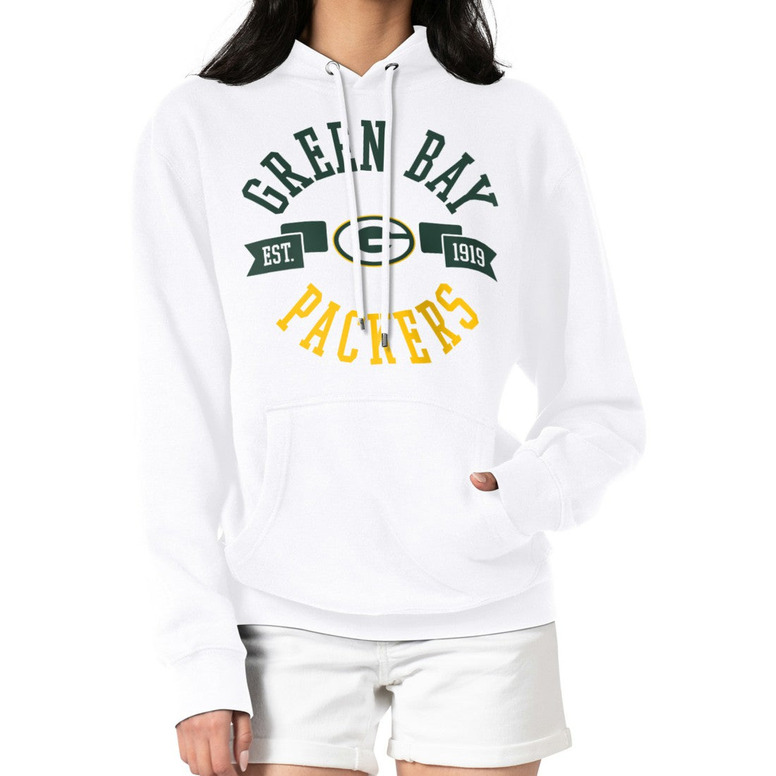G-III 4Her by Carl Banks Women's City Graphic Team Fleece Pullover Hoodie - Green Bay Packers