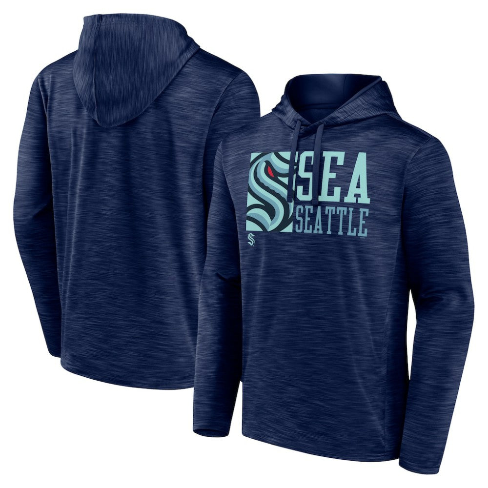 NHL Deep Sea Blue Seattle Kraken Fanatics Never Quit Pullover Hoodie