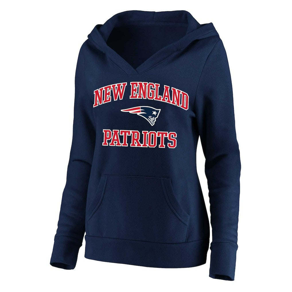 Women's Plus Size Heart and Soul V-Neck Pullover Hoodie - New England Patriots