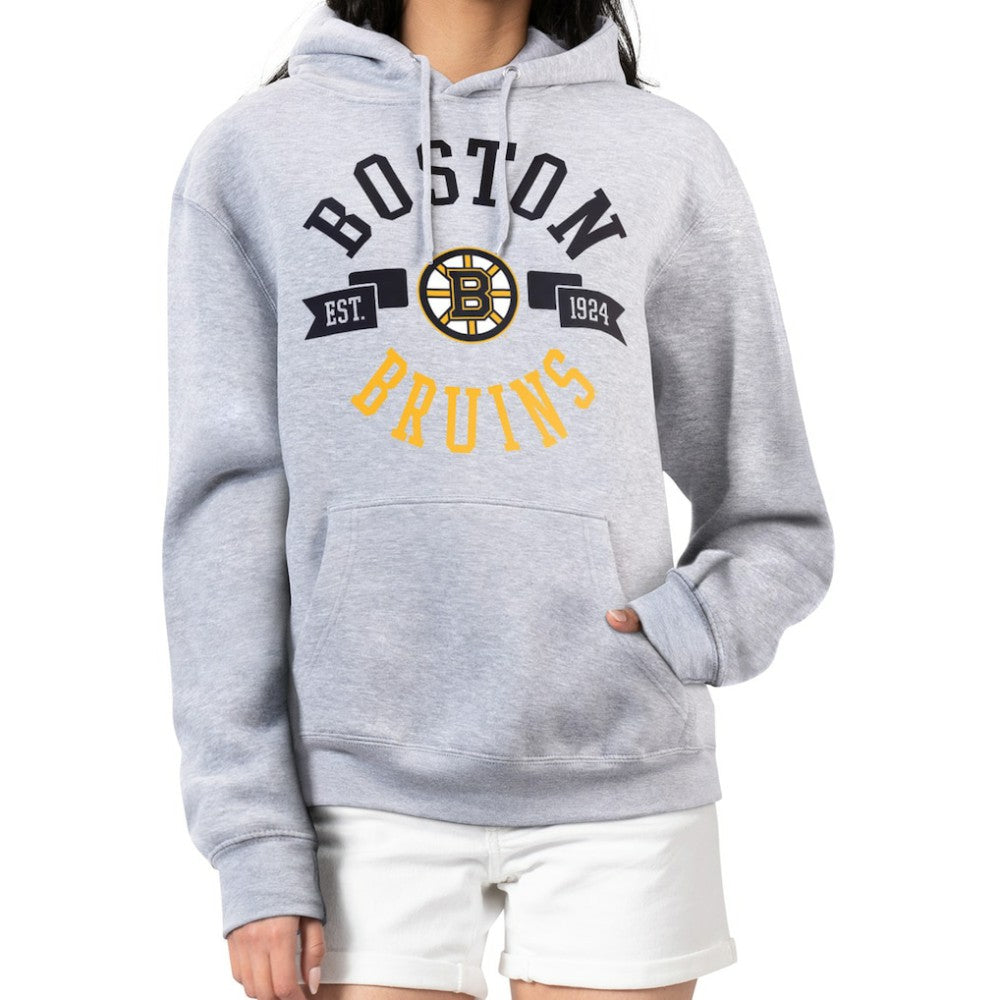 NHL Heather Gray Boston Bruins G-III 4Her by Carl Banks Women's City Graphic Fleece Pullover Hoodie