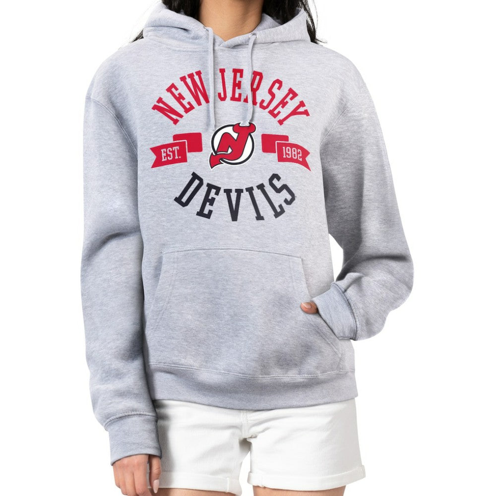 NHL Heather Gray New Jersey Devils G-III 4Her by Carl Banks Women's City Graphic Fleece Pullover Hoodie