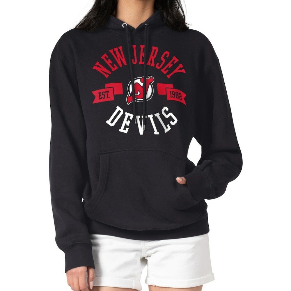 NHL Black New Jersey Devils G-III 4Her by Carl Banks Women's City Graphic Fleece Pullover Hoodie