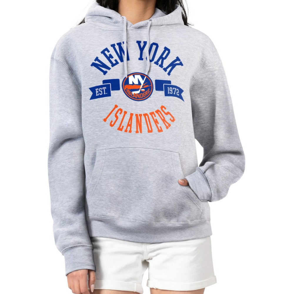 NHL Heather Gray New York Islanders G-III 4Her by Carl Banks Women's City Graphic Fleece Pullover Hoodie