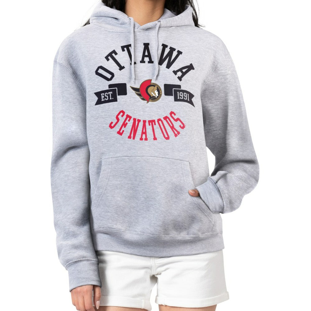 NHL Heather Gray Ottawa Senators G-III 4Her by Carl Banks Women's City Graphic Fleece Pullover Hoodie