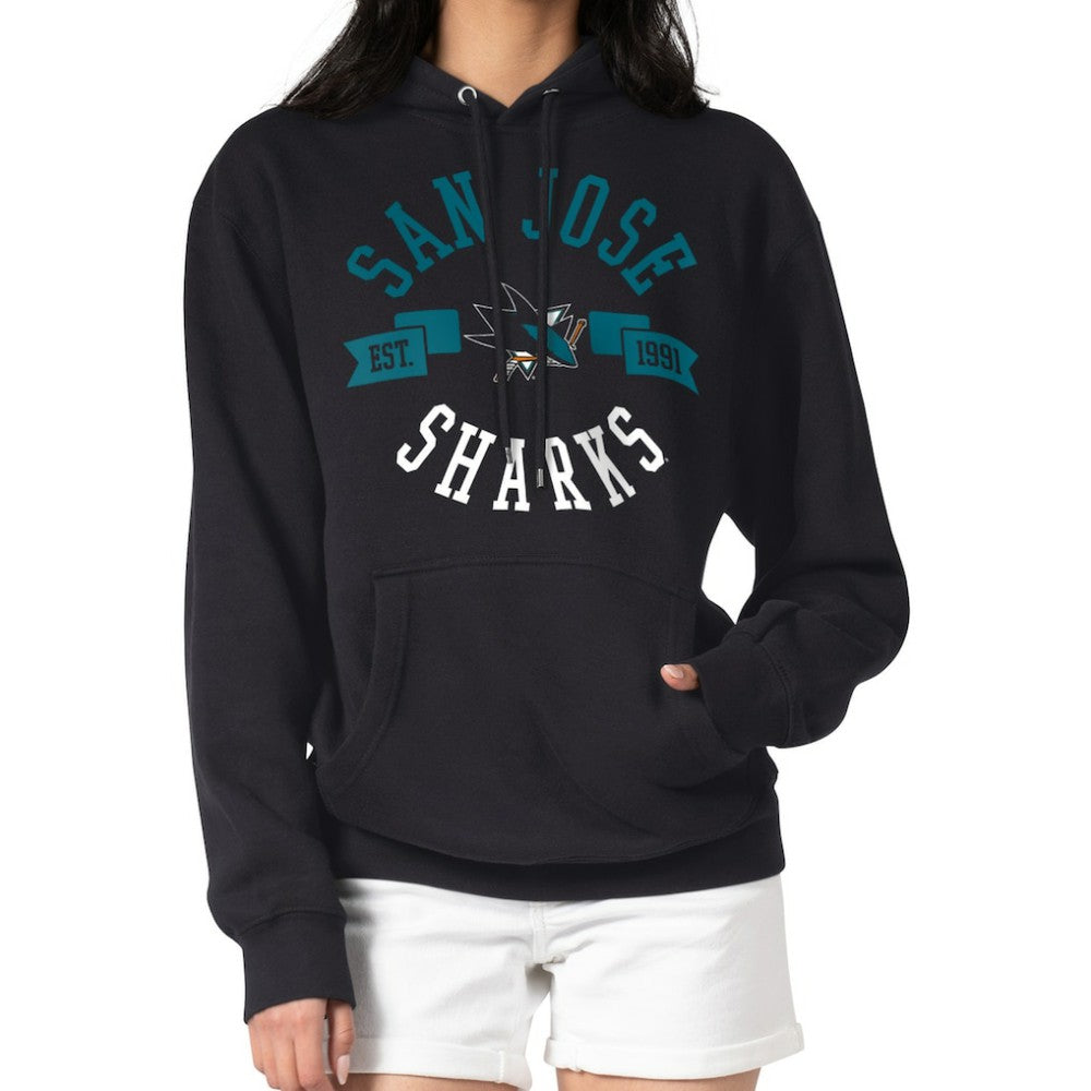 NHL Black San Jose Sharks G-III 4Her by Carl Banks Women's City Graphic Fleece Pullover Hoodie