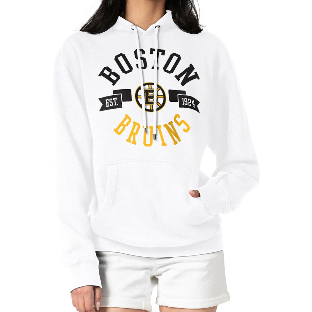 NHL White Boston Bruins G-III 4Her by Carl Banks Women's City Graphic Fleece Pullover Hoodie