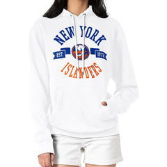 NHL White New York Islanders G-III 4Her by Carl Banks Women's City Graphic Fleece Pullover Hoodie