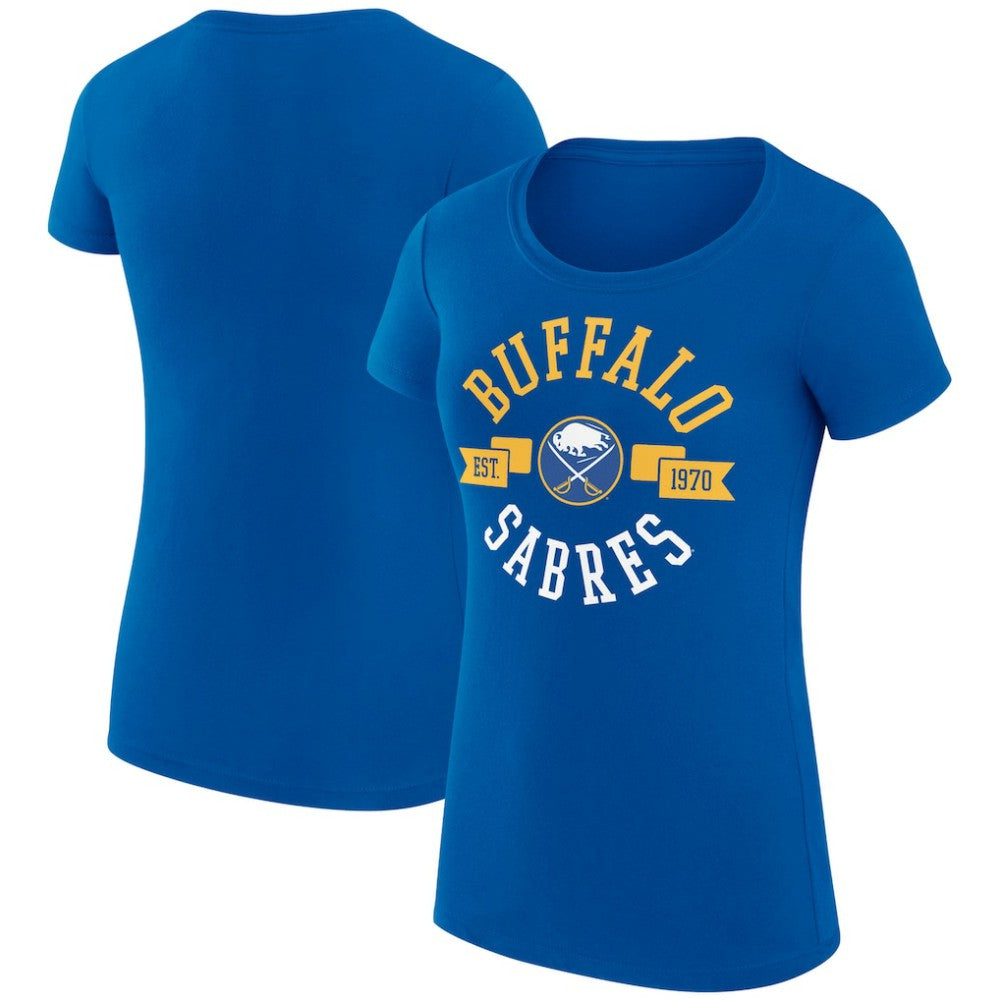 NHL Royal Buffalo Sabres G-III 4Her by Carl Banks Women's Super-Slim Fit Lightweight City Graphic Sport Crewneck T-Shirt