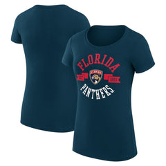 NHL Navy Florida Panthers G-III 4Her by Carl Banks Women's Super-Slim Fit Lightweight City Graphic Sport Crewneck T-Shirt