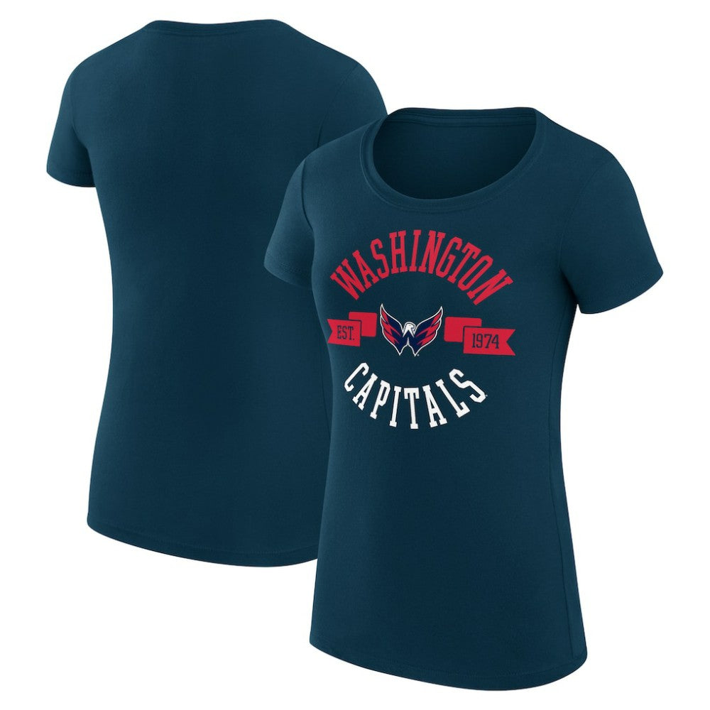 NHL Navy Washington Capitals G-III 4Her by Carl Banks Women's Super-Slim Fit Lightweight City Graphic Sport Crewneck T-Shirt