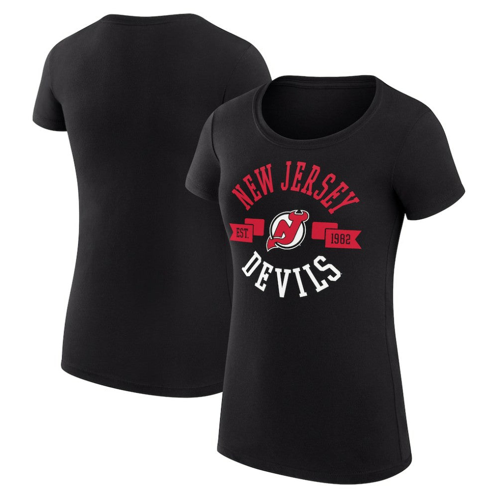 NHL Black New Jersey Devils G-III 4Her by Carl Banks Women's Super-Slim Fit Lightweight City Graphic Sport Crewneck T-Shirt