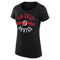 NHL Black New Jersey Devils G-III 4Her by Carl Banks Women's Super-Slim Fit Lightweight City Graphic Sport Crewneck T-Shirt