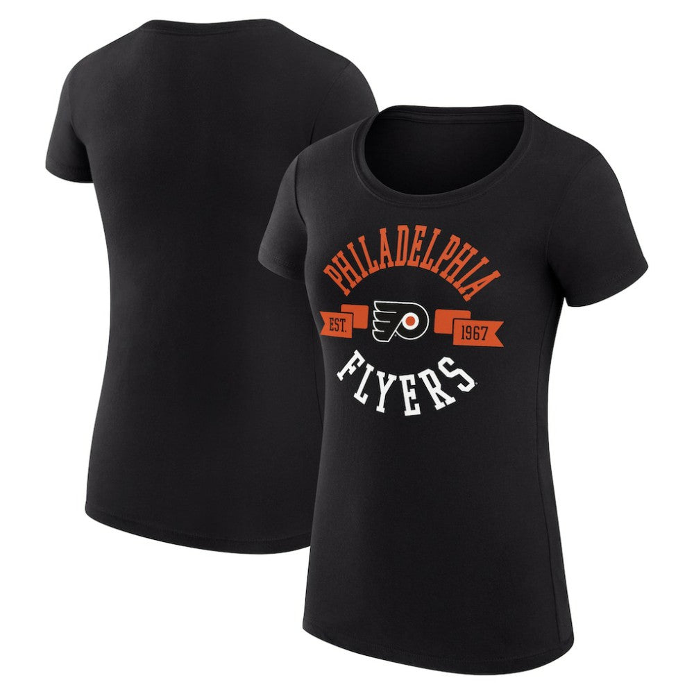 NHL Black Philadelphia Flyers G-III 4Her by Carl Banks Women's Super-Slim Fit Lightweight City Graphic Sport Crewneck T-Shirt