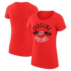 NHL Red Carolina Hurricanes G-III 4Her by Carl Banks Women's Super-Slim Fit Lightweight City Graphic Sport Crewneck T-Shirt