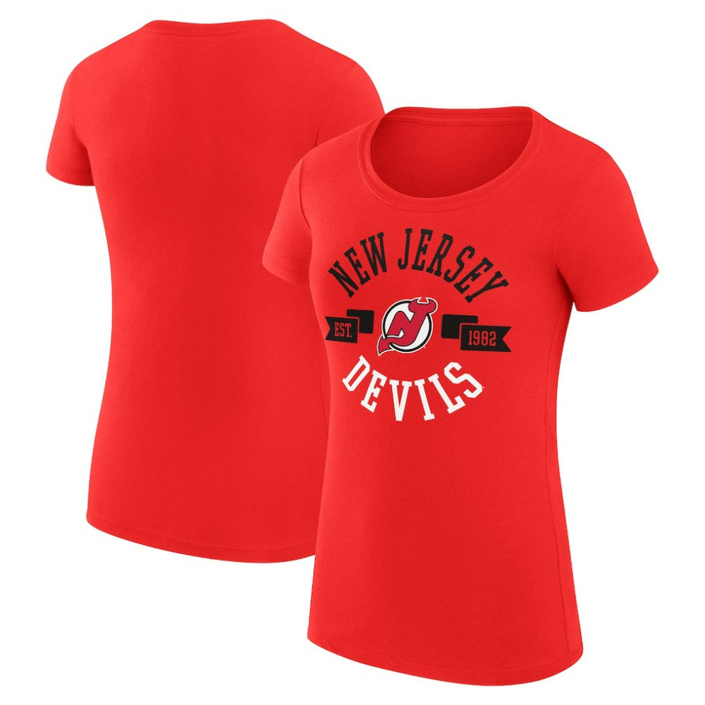 NHL Red New Jersey Devils G-III 4Her by Carl Banks Women's Super-Slim Fit Lightweight City Graphic Sport Crewneck T-Shirt