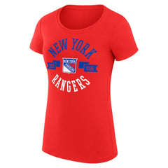 NHL Red New York Rangers G-III 4Her by Carl Banks Women's Super-Slim Fit Lightweight City Graphic Sport Crewneck T-Shirt