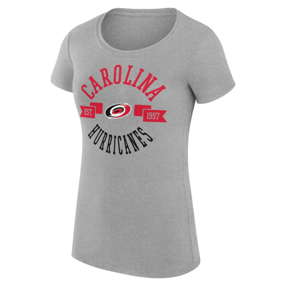NHL Heather Gray Carolina Hurricanes G-III 4Her by Carl Banks Women's Super-Slim Fit Lightweight City Graphic Sport Crewneck T-Shirt
