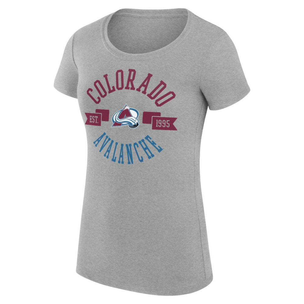 NHL Heather Gray Colorado Avalanche G-III 4Her by Carl Banks Women's Super-Slim Fit Lightweight City Graphic Sport Crewneck T-Shirt