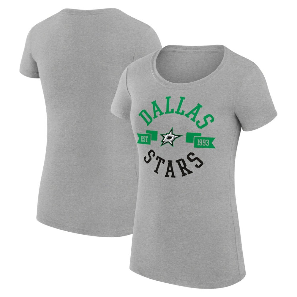 NHL Heather Gray Dallas Stars G-III 4Her by Carl Banks Women's Super-Slim Fit Lightweight City Graphic Sport Crewneck T-Shirt