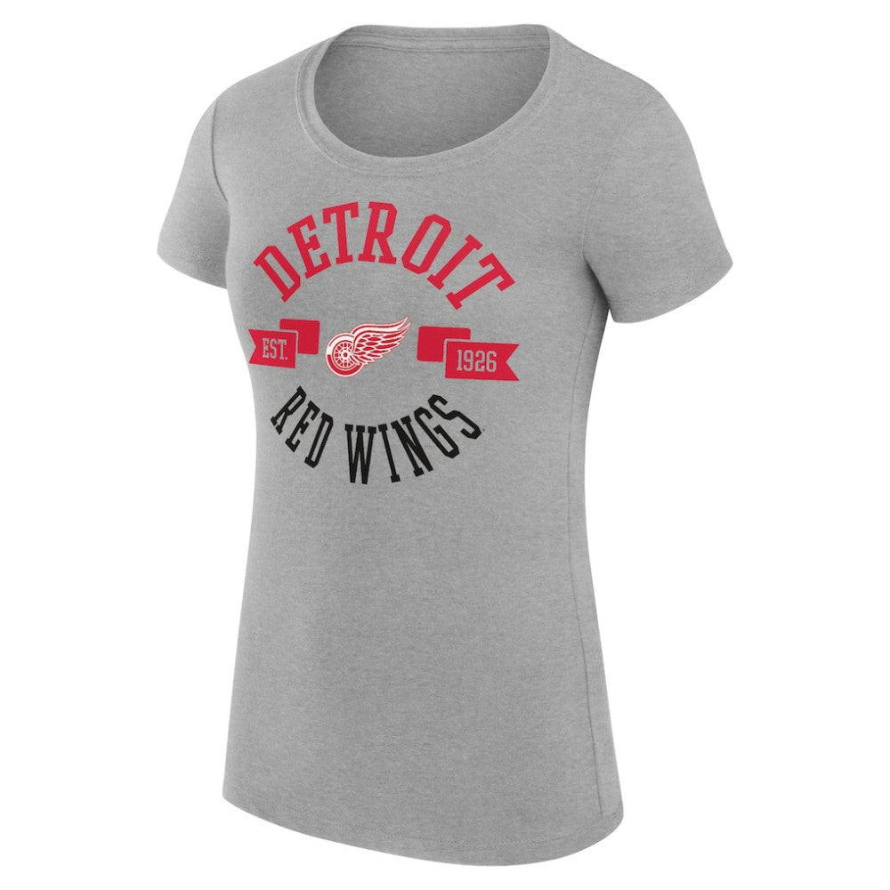 NHL Heather Gray Detroit Red Wings G-III 4Her by Carl Banks Women's Super-Slim Fit Lightweight City Graphic Sport Crewneck T-Shirt