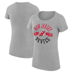 NHL Heather Gray New Jersey Devils G-III 4Her by Carl Banks Women's Super-Slim Fit Lightweight City Graphic Sport Crewneck T-Shirt