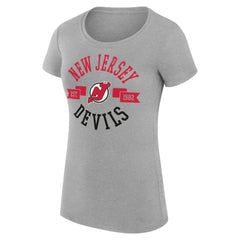 NHL Heather Gray New Jersey Devils G-III 4Her by Carl Banks Women's Super-Slim Fit Lightweight City Graphic Sport Crewneck T-Shirt