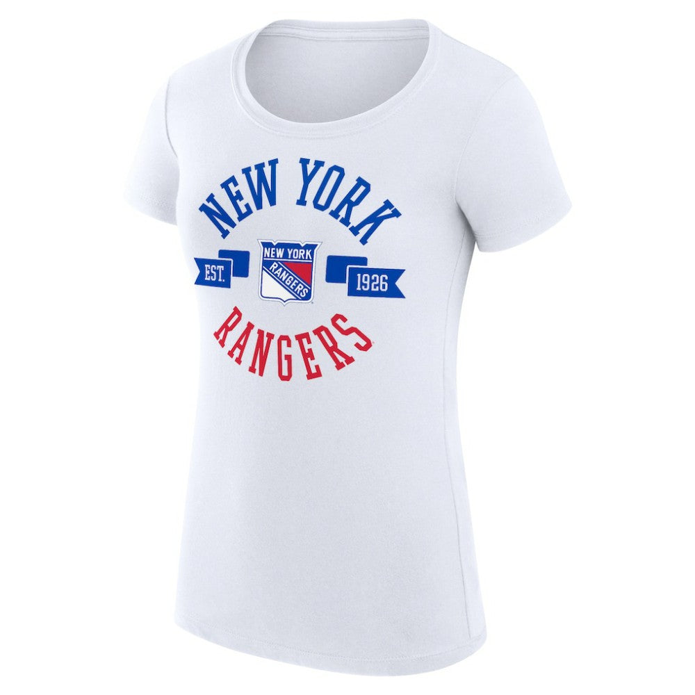 NHL White New York Rangers G-III 4Her by Carl Banks Women's Super-Slim Fit Lightweight City Graphic Sport Crewneck T-Shirt