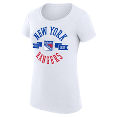 NHL White New York Rangers G-III 4Her by Carl Banks Women's Super-Slim Fit Lightweight City Graphic Sport Crewneck T-Shirt
