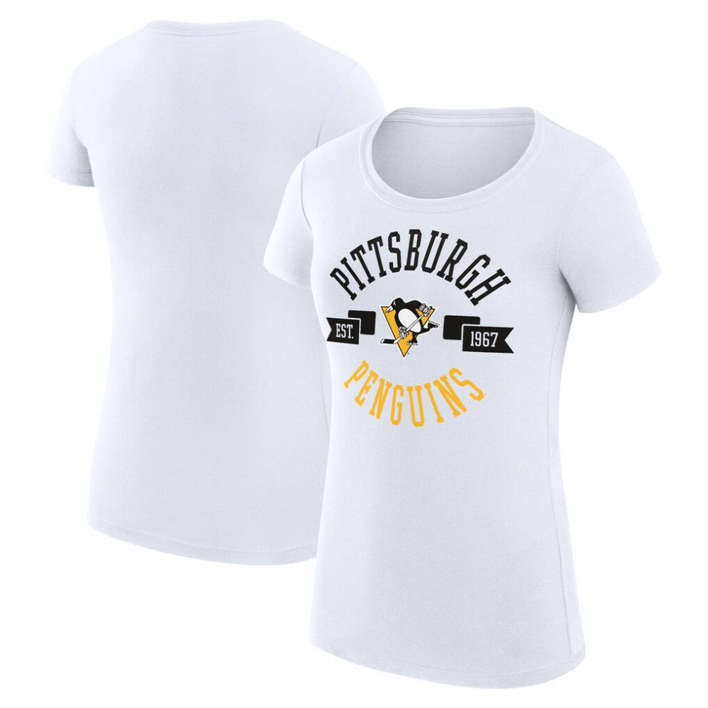 NHL White Pittsburgh Penguins G-III 4Her by Carl Banks Women's Super-Slim Fit Lightweight City Graphic Sport Crewneck T-Shirt