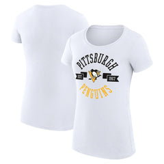 NHL White Pittsburgh Penguins G-III 4Her by Carl Banks Women's Super-Slim Fit Lightweight City Graphic Sport Crewneck T-Shirt