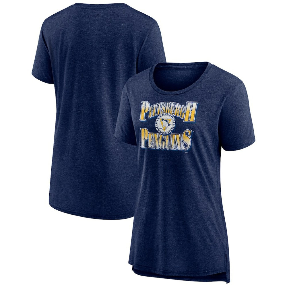NHL Navy Pittsburgh Penguins Women's Crash the Net Tri-Blend T-Shirt