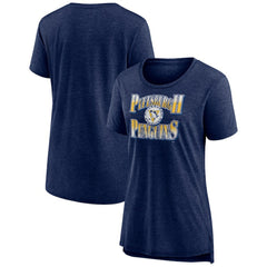 NHL Navy Pittsburgh Penguins Women's Crash the Net Tri-Blend T-Shirt