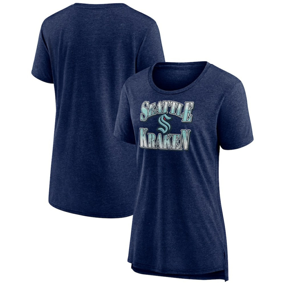 NHL Deep Sea Blue Seattle Kraken Women's Crash the Net Tri-Blend T-Shirt
