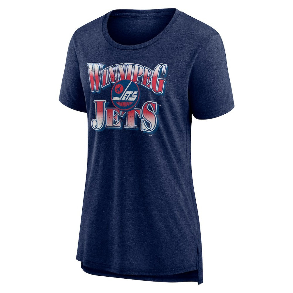 NHL Navy Winnipeg Jets Women's Crash the Net Tri-Blend T-Shirt