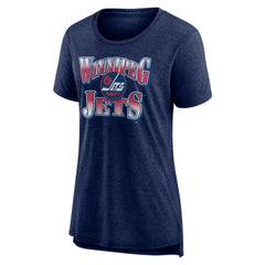 NHL Navy Winnipeg Jets Women's Crash the Net Tri-Blend T-Shirt