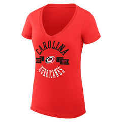 NHL Red Carolina Hurricanes G-III 4Her by Carl Banks Women's Super-Slim Fit Lightweight City Graphic V-Neck T-Shirt