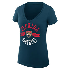 NHL Navy Florida Panthers G-III 4Her by Carl Banks Women's Super-Slim Fit Lightweight City Graphic V-Neck T-Shirt