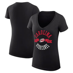 NHL Black Carolina Hurricanes G-III 4Her by Carl Banks Women's Super-Slim Fit Lightweight City Graphic V-Neck T-Shirt