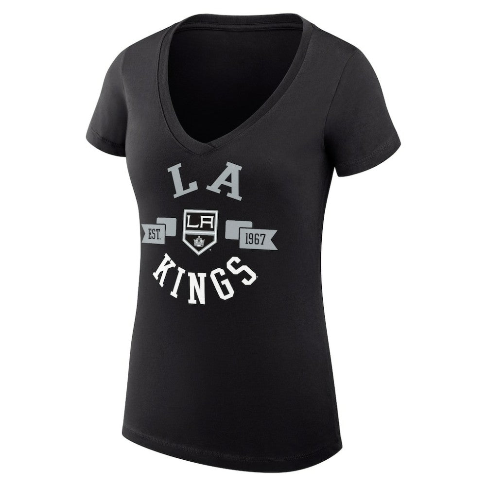 NHL Black Los Angeles Kings G-III 4Her by Carl Banks Women's Super-Slim Fit Lightweight City Graphic V-Neck T-Shirt