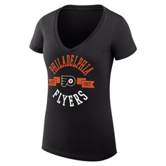 NHL Black Philadelphia Flyers G-III 4Her by Carl Banks Women's Super-Slim Fit Lightweight City Graphic V-Neck T-Shirt