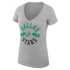 NHL Heather Gray Dallas Stars G-III 4Her by Carl Banks Women's Super-Slim Fit Lightweight City Graphic V-Neck T-Shirt