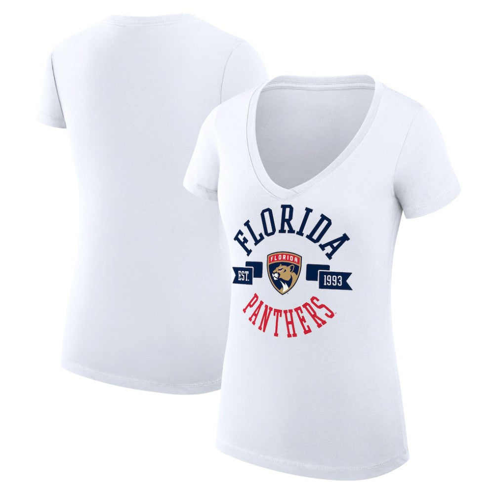 NHL White Florida Panthers G-III 4Her by Carl Banks Women's Super-Slim Fit Lightweight City Graphic V-Neck T-Shirt